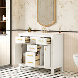 Bathroom Vanity With Sink, Cabinet With 4 Drawers & 2 Soft Close Doors, Rectangular Storage Unit For Bathroom