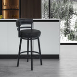 Madrid - 30" Bar Height Metal Swivel Barstool - Ford Black Pu And Black Finish