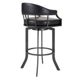 Edy - Swivel 26" Mineral Finish And Black Faux Leather Bar Stool