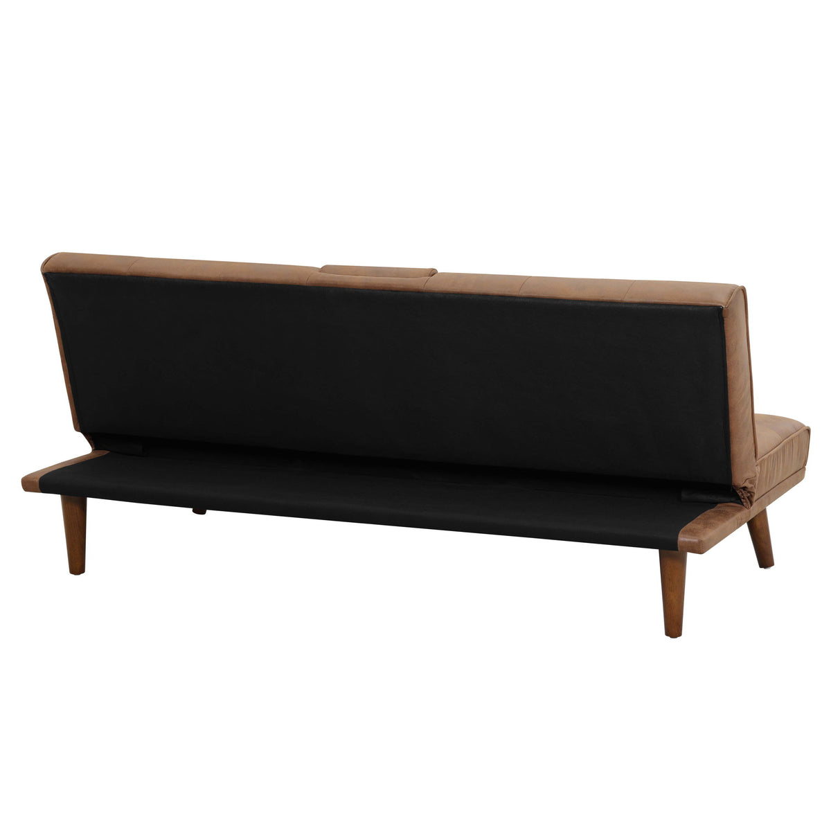 Tufted Convertible Sofa With Cup Holders - Brown