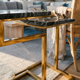 Chamblee - 2 Piece Square Nesting C - Table Set - Gold / Black