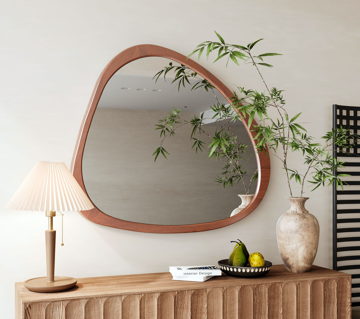 dressing mirror wood Asymmetrical Wall Mirror Wooden Framed Mirror Large Sized Dressing Mirror,  For Living Room, Bedroom, Bathroom, Hallway Or Entry Way