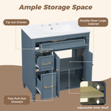 Freestanding Bathroom Vanity With Sink, Soft Close Door, Tip Out Drawer
