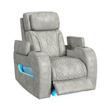 Prime Time - P3 Recliner With 7 Colors Led, Cup Holders And Wireless Charger Controller - Leather Gel Light Gray