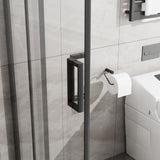 Corner Sliding Shower Door And Shower Base Combo Kit No Drain Kit - Matte Black