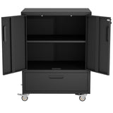 Mobile Tool Cart With Lockable Casters, Heavy-Duty Storage Organizer - Black