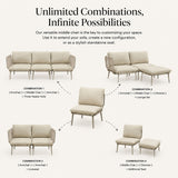 Modular Patio Armless Sofa Chair With Thick Cushion - Off White