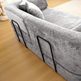 3 Seater Sofa With Built In Pet Bed Nook, Curved Design And 2 Throw Pillows