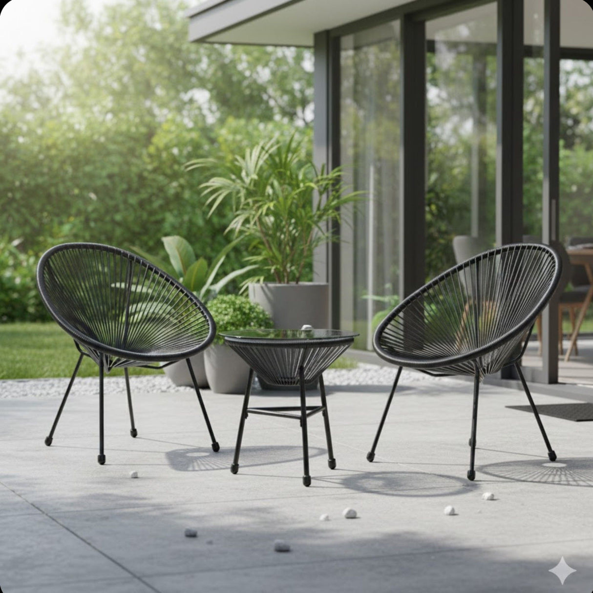 Acapulco Style 3 Piece Patio Bistro Set With Chairs