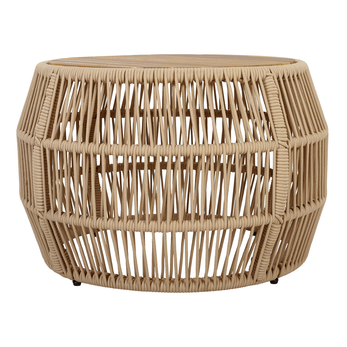 Round Side Table With Rope Frame