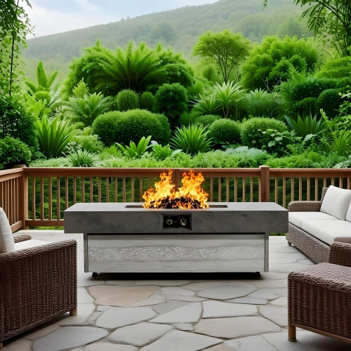 48 x 24 Inch Rectangle Fire Pit Table, 50000 BTU Propane Fire Pits Table for Patio Set