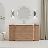 Freestanding Bathroom Vanity With Sink, 2 Small Storage Cabinets, Soft Close Doors