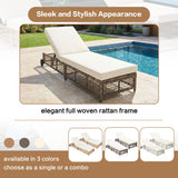 Outdoor Lounge Chair With 5 Position Backrest With Cushion And Wheels