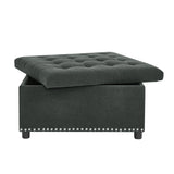 Square Tufted Storage Ottoman With Nailhead Trim