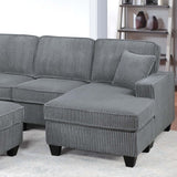 Left Arm Facing Loveseat With USB Port And Storage Sectional Set With Corner Wedge Armless Chair And Cocktail Ottoman - Fog