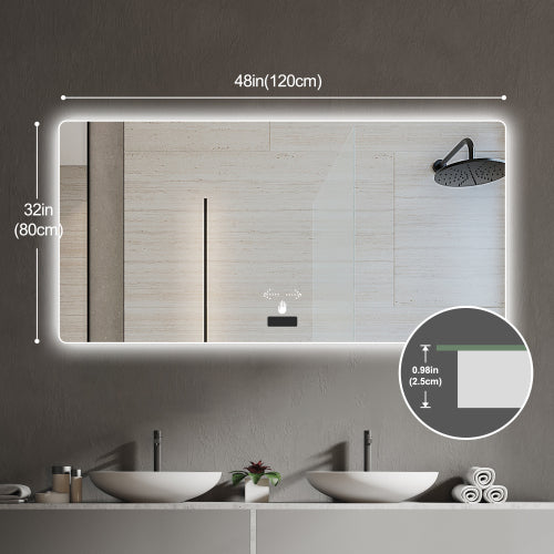Frameless Bathroom Mirror with Light