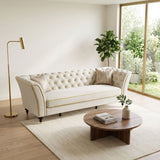 3 Person Sofa With Deep Seat, Tufted Backrest
