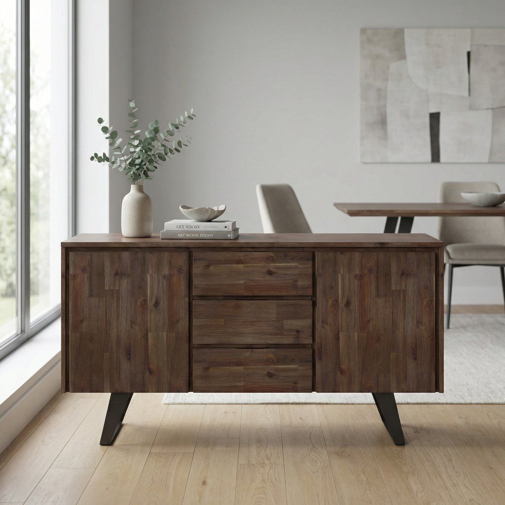 Sideboard Buffet Dining Cabinet Industrial Wood Storage 60x30in
