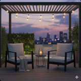 All-Weather Ergonomic Patio Armchairs With Thick Cushions (Set of 2)