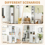 Tall Narrow Bathroom Cabinet With 5-Tier Storage, Adjustable Shelves, Freestanding - White