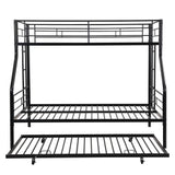 Twin Over Full Modern Metal Bunk Bed With Trundle - Black
