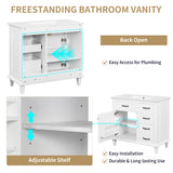 Modern Bathroom Vanity With Sink Top, Flip Drawers, Adjustable Shelf