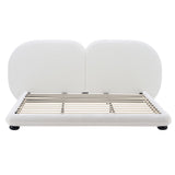 King Size Upholstered Platform Bed With Split Headboard - White