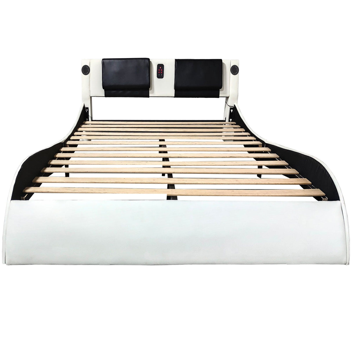 Platform Bed Frame With LED Lighting, tooth Music, Vibration Massage -  White / King