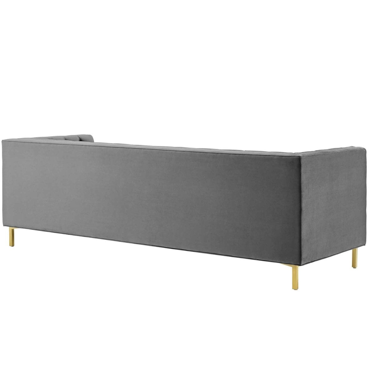 Deep Button - Tufted Performance Velvet Sofa with Gold Legs in Gray - Living Room Furniture available at Alpine Outlets in Denver