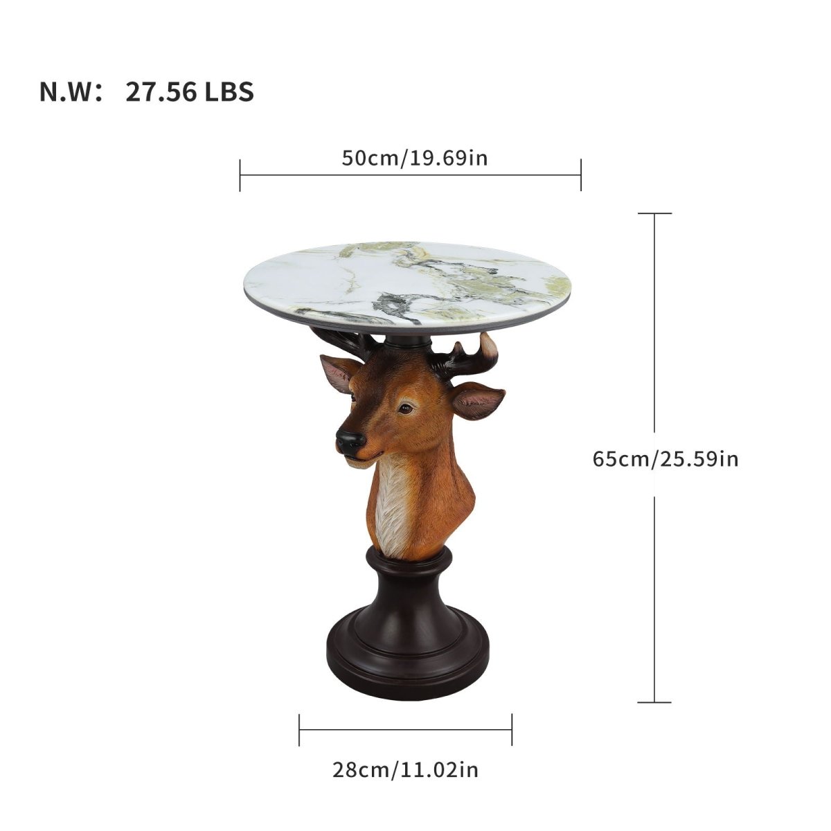 Deer Head Accent Table, Animal Statue For Living Room - Brown - Accent Tables available at Alpine Outlets in Denver