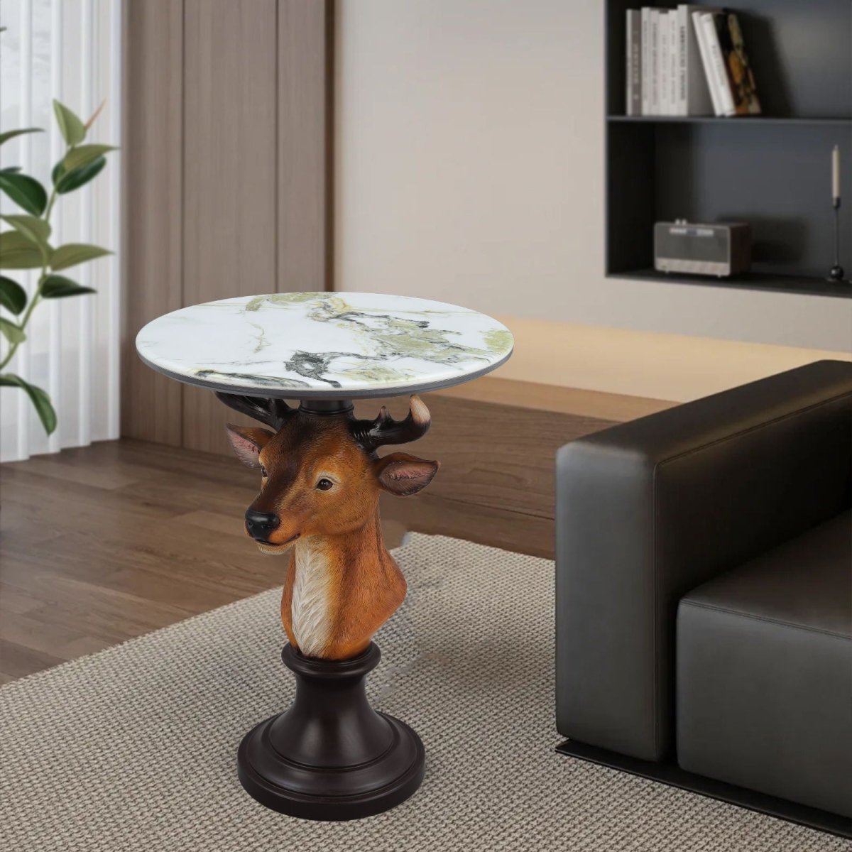 Deer Head Accent Table, Animal Statue For Living Room - Brown - Accent Tables available at Alpine Outlets in Denver