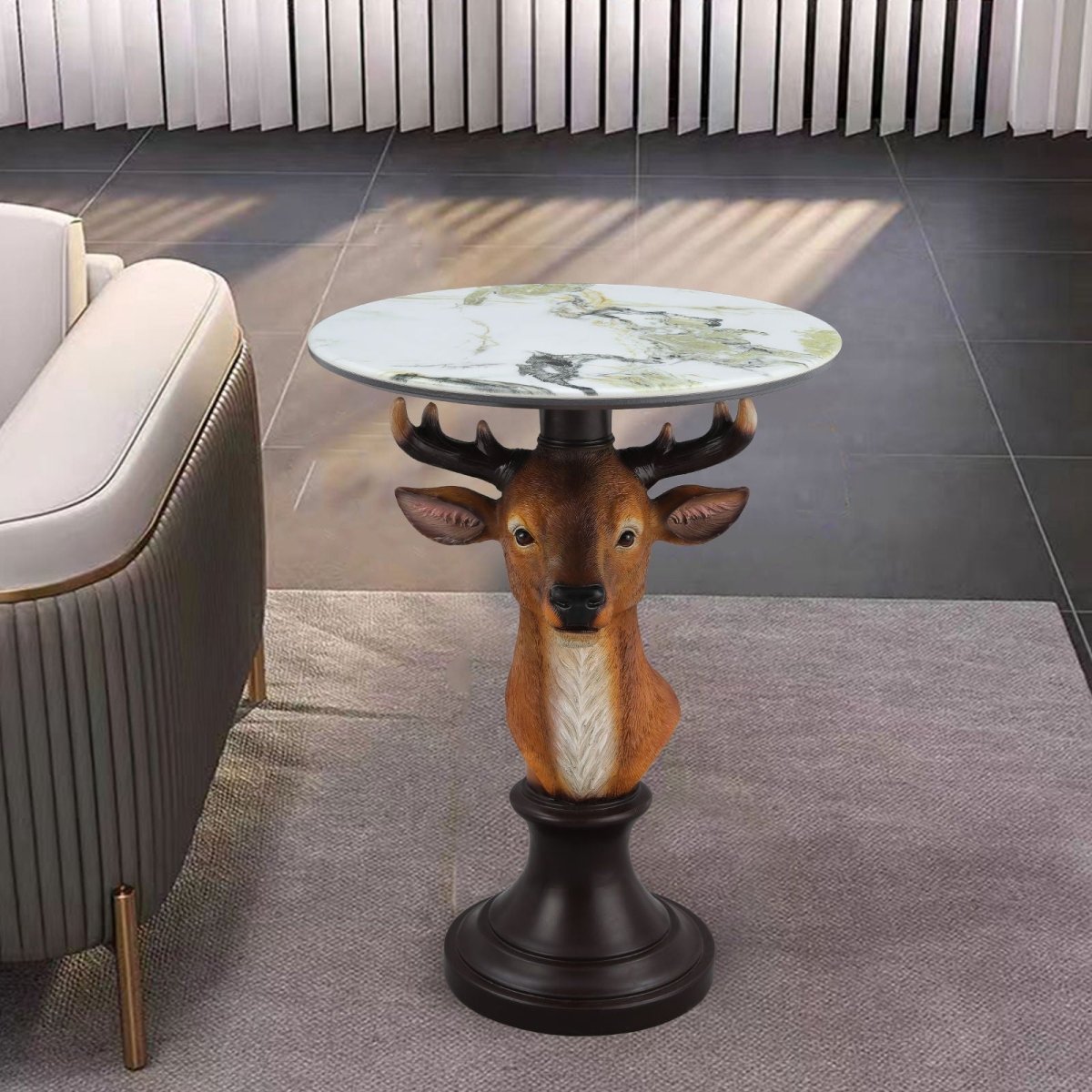 Deer Head Accent Table, Animal Statue For Living Room - Brown - Accent Tables available at Alpine Outlets in Denver