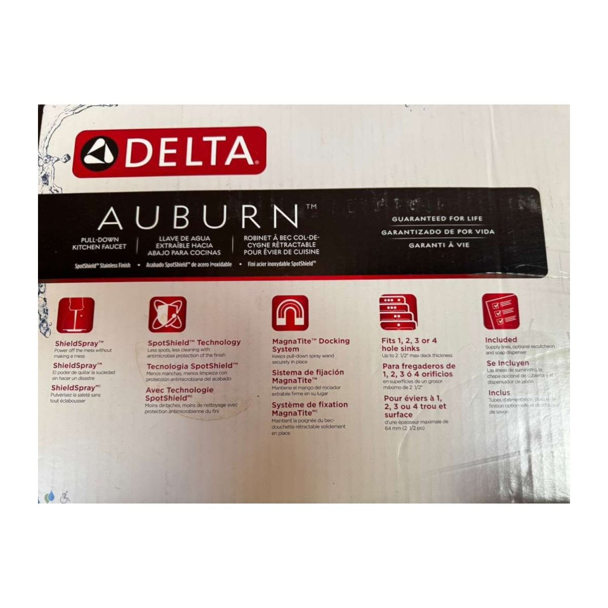 Delta Auburn Pull Down Kitchen Faucet with Soap Dispenser - Kitchen Fixtures - Alpine Outlets