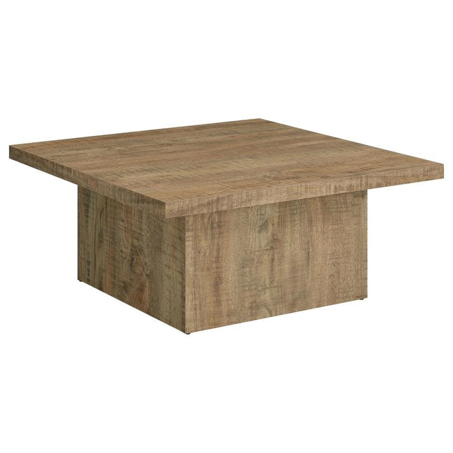 Devar Square Coffee Table Mango Brown Wood Block Base - 🟢 Coffee Tables available at Alpine Outlets in Denver