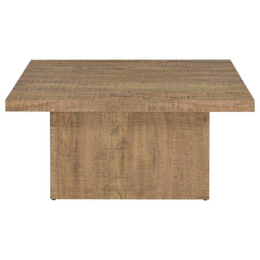 Devar Square Coffee Table Mango Brown Wood Block Base - 🟢 Coffee Tables available at Alpine Outlets in Denver