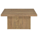 Devar Square Coffee Table Mango Brown Wood Block Base - 🟢 Coffee Tables available at Alpine Outlets in Denver