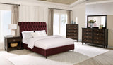 Devon Upholstered California King Panel Bed in Wine Red - Headboards available at Alpine Outlets in Denver