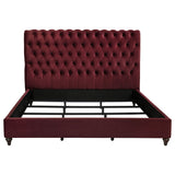 Devon Upholstered California King Panel Bed in Wine Red - Headboards available at Alpine Outlets in Denver