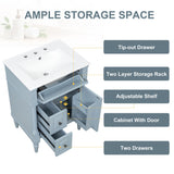 Freestanding Bathroom Vanity With Sink, Adjustable Shelf & Flip Drawer