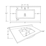 Basin Sink, 0.6" Ultra Thin Profile, Triple Faucet Holes, Sink Only
