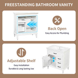 Bathroom Vanity With Sink Top, Flip Drawers, Adjustable Shelf
