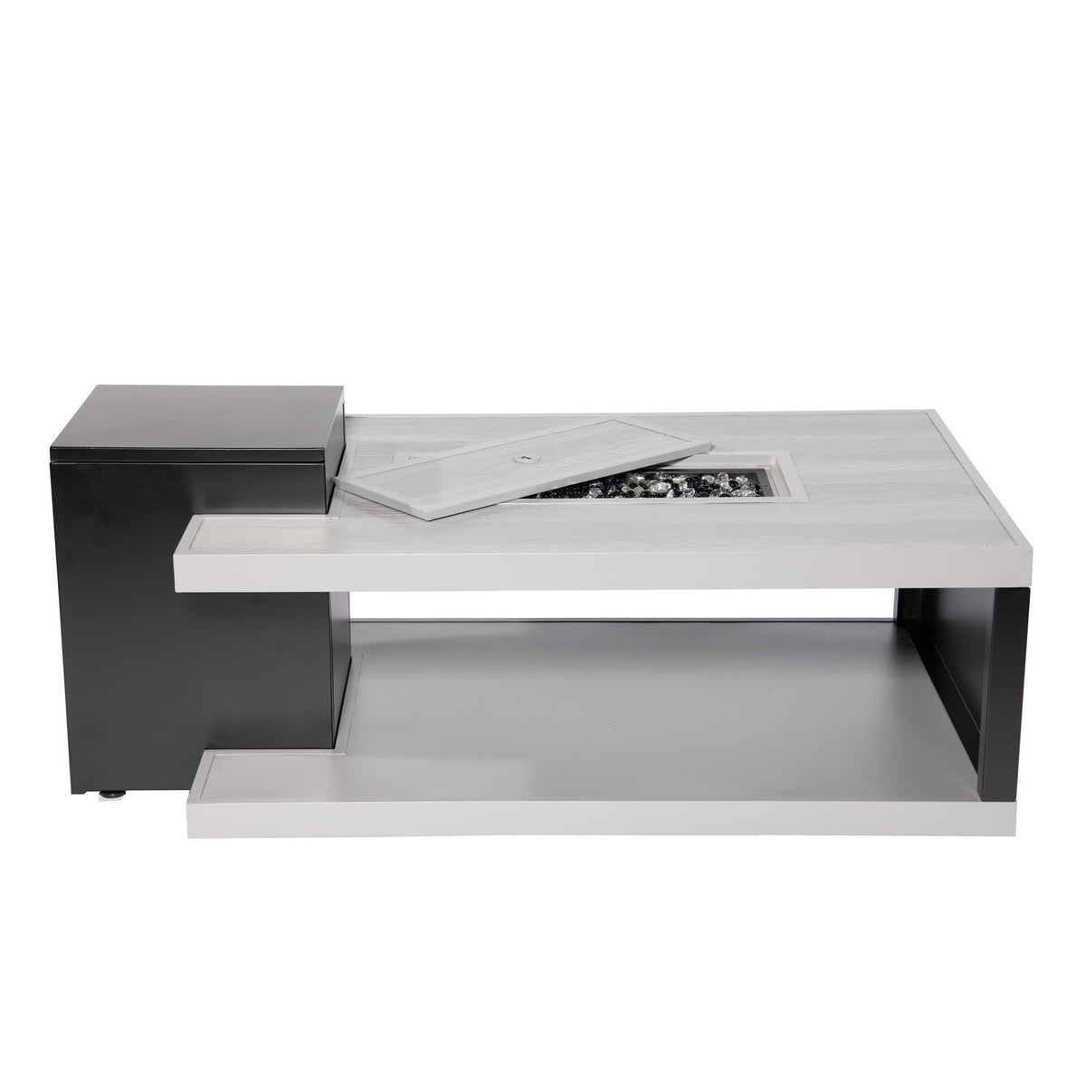 Aluminum Fire Table, Rectangular, Black And Gray