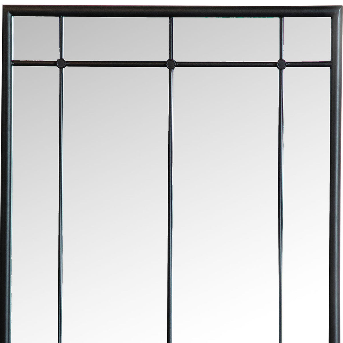 Harvik - Window Pane Wall Mirror With Linear Trim - Black