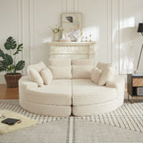 Round Oversized Sofa Bed With 5 Throw Pillows