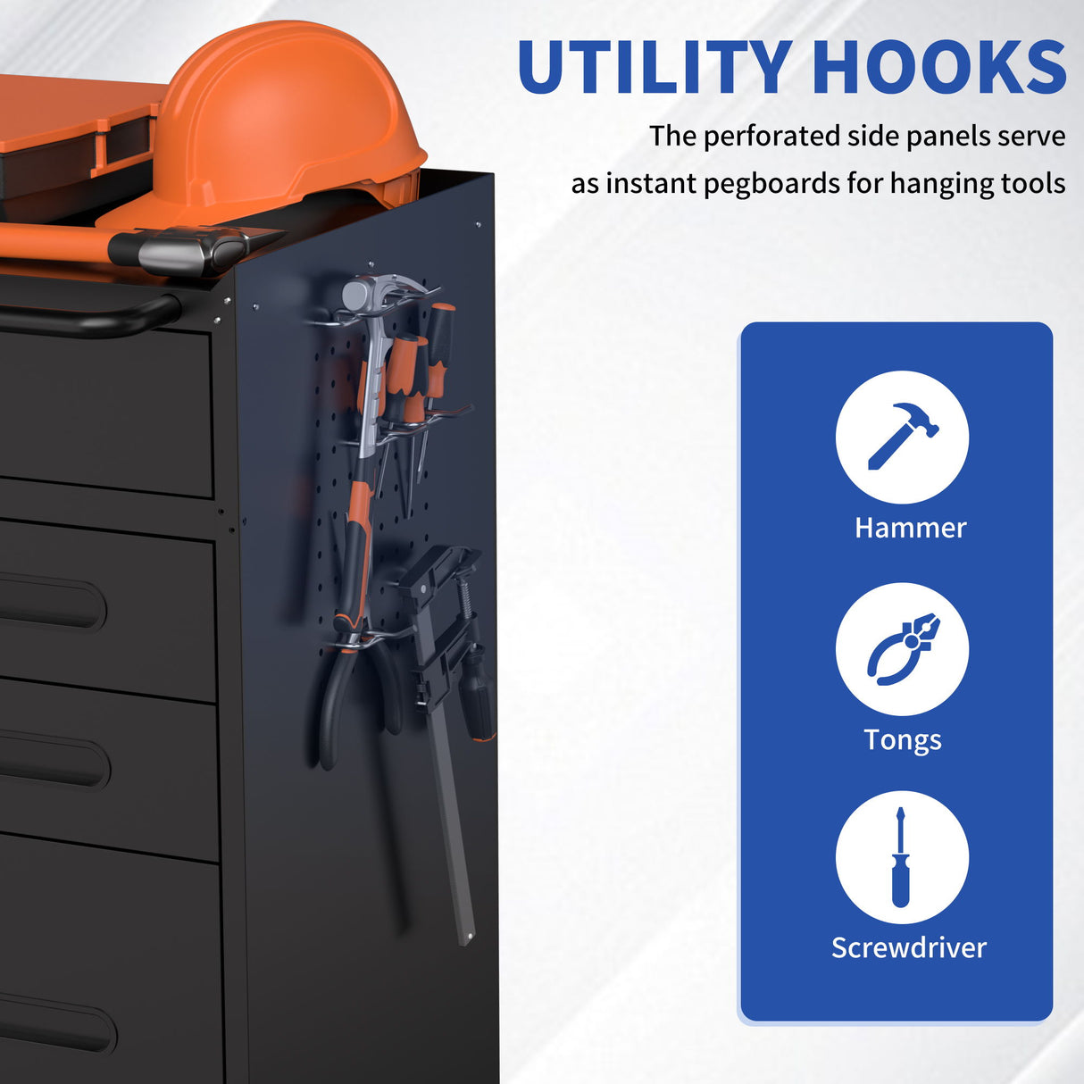 Rolling Tool Cabinet Heavy Duty Garage Storage With Lockable Doors