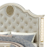 Jasmine - Queen Size Tufted Upholstery & LED Bed - Beige