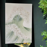 Ocean Wave Wall Art, Textured Canvas Painting With Accents (Set of 2) - Sage Green+Gold