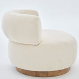Swivel Accent Chair With Curved Backrest For Home Decor - Beige
