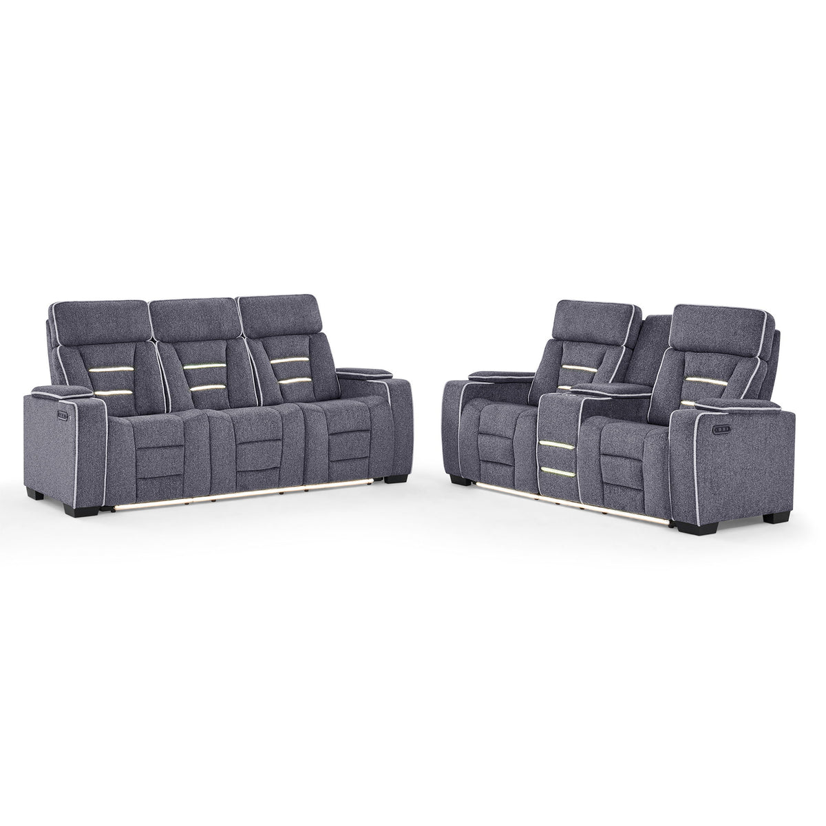Austin - Console Reclining Loveseat With Storage Arms - Gray
