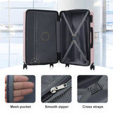 6 Piece Lightweight Hardshell Luggage Set With Double Spinner Wheels, Password Lock